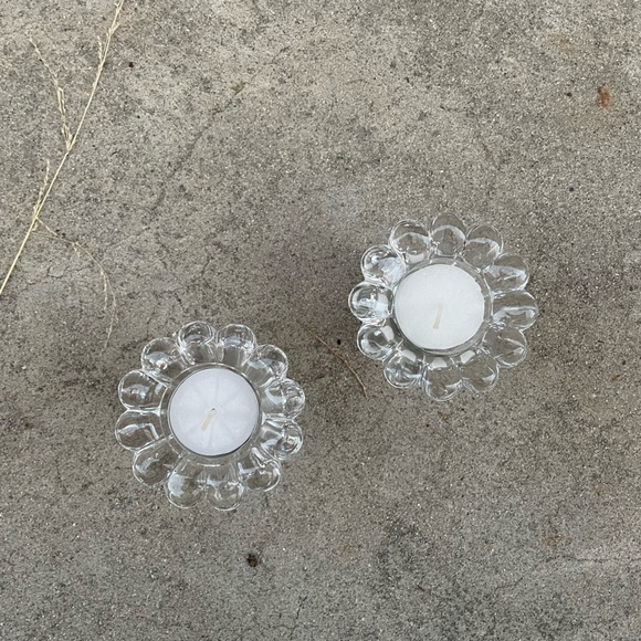 Vintage.MADE IN ITALY. Two Glass Candle Stick Holders - Picture 1 of 8